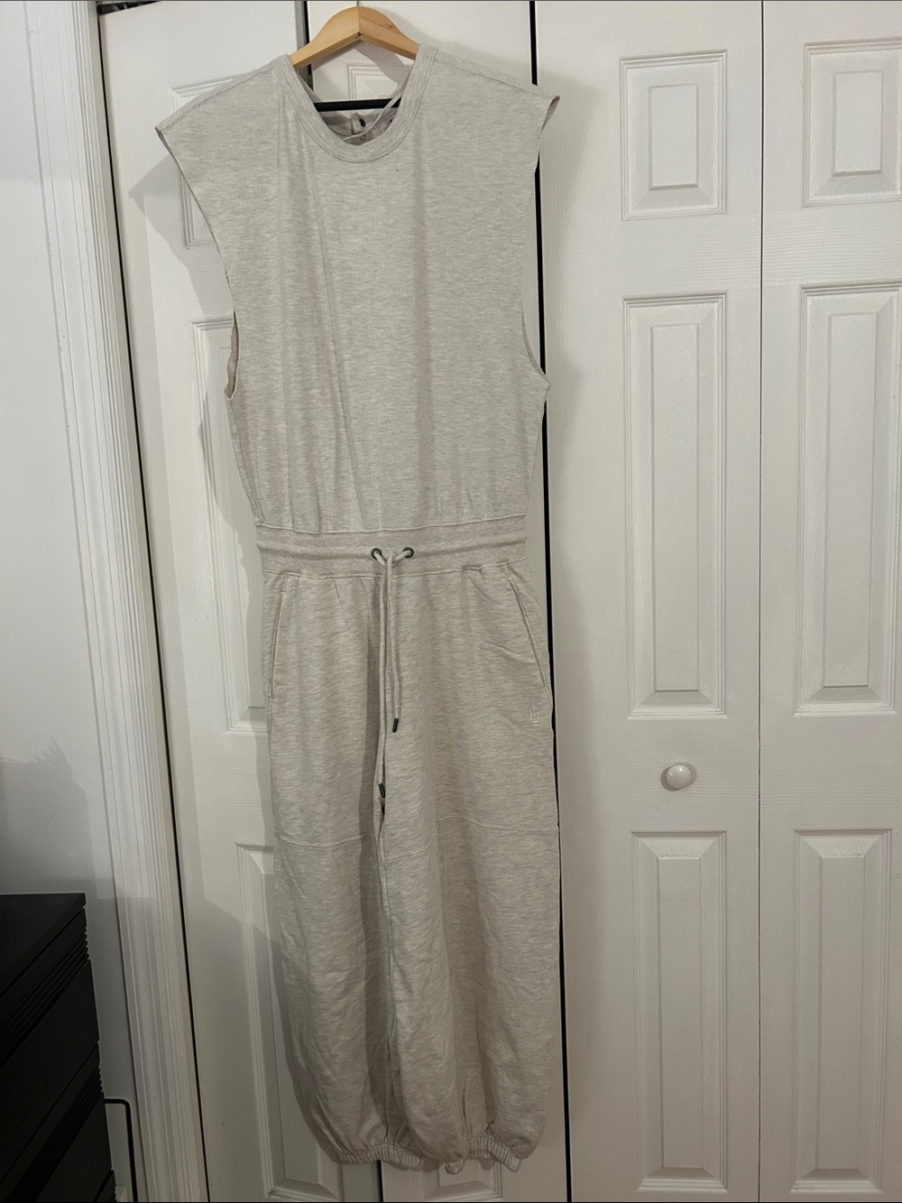 NWOT Free People Sleeveless Drawstring Onesie Jumpsuit in Light Heather sz Small